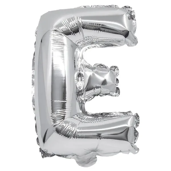 imagen de Globo de foil en forma de letra en color plateado – Letra E 32cm 1