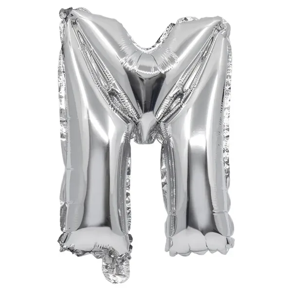 imagen de Globo de foil en forma de letra en color plateado – Letra M 32cm 1