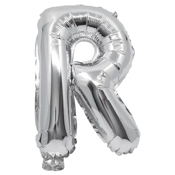 imagen de Globo de foil en forma de letra en color plateado – letra R 32cm 1