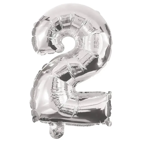 imagen de Globo de foil número 2 en color plateado – 86cm 1