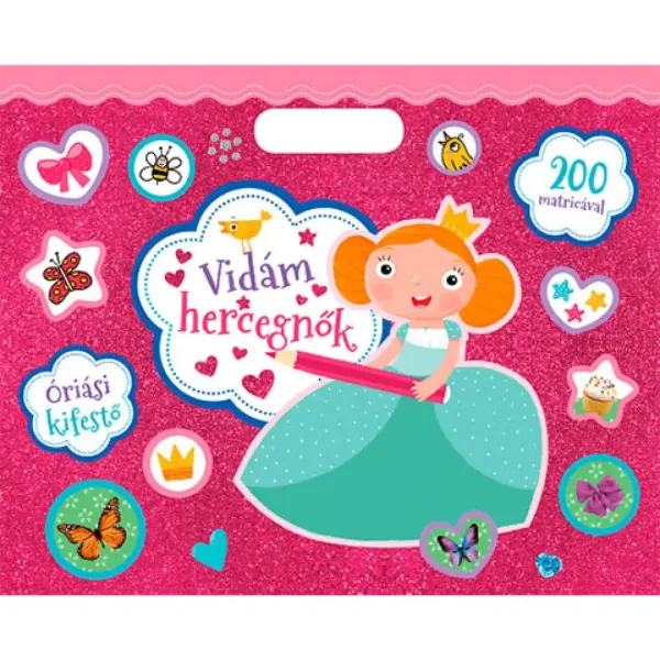 imagen de Gran libro para colorear – Cuaderno de pegatinas de princesas alegres 1