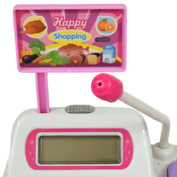 imagen de Happy Shopping: Caja registradora electrónica blanca-rosa con sonido y accesorios 22,5x17cm 4