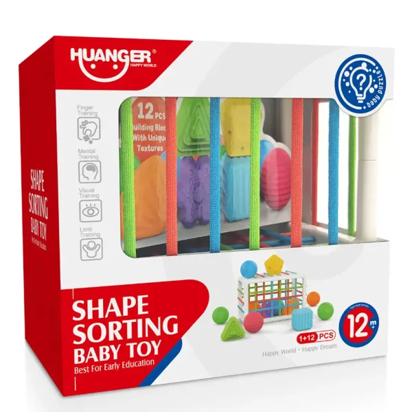 imagen de Happy World: Juego de clasificación de formas de 12 piezas para el desarrollo de habilidades 3