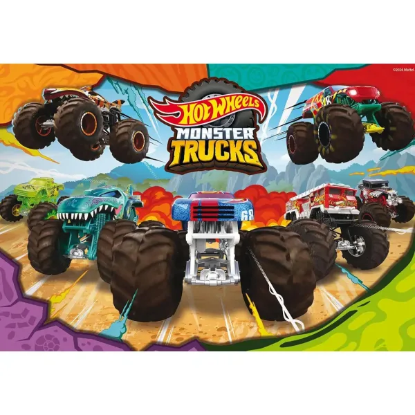imagen de Hot Wheels Monster trucks 2 x 60 piezas maxi puzzle de suelo 50x35cm - Lisciani 3