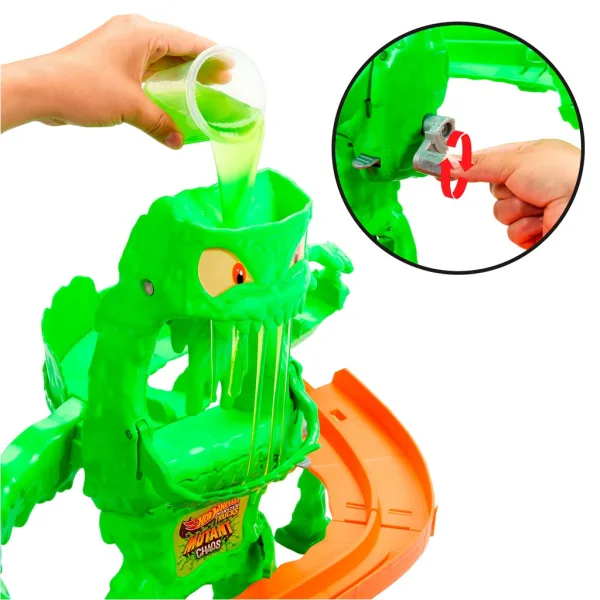 imagen de Hot Wheels Monster Trucks Monstruo de Slime Caos Pista - Mattel 3