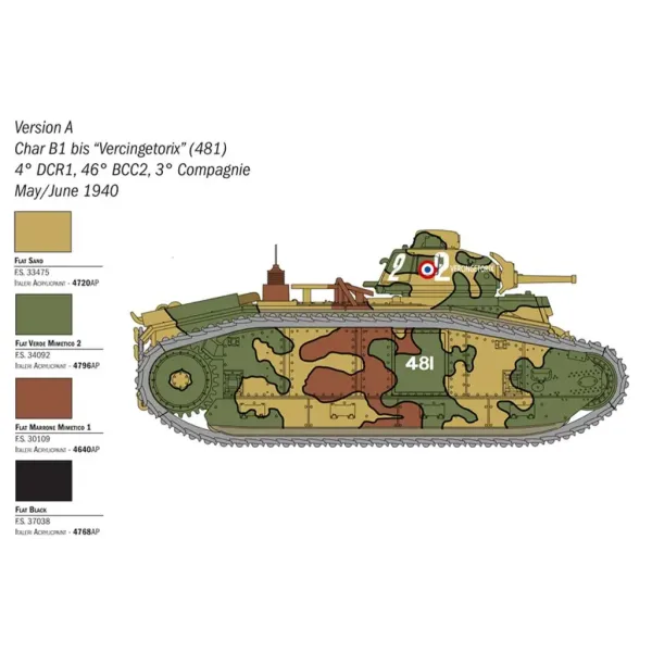 imagen de Italeri 1/56 tanque modelo Char B1 Bis 3