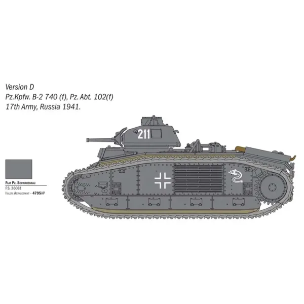 imagen de Italeri 1/56 tanque modelo Char B1 Bis 4