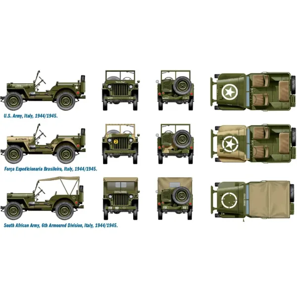 imagen de Italeri 1/72 Willys Jeep 1/4 tonelada 4x4 vehículos militares set de maquetas de 2 piezas 3