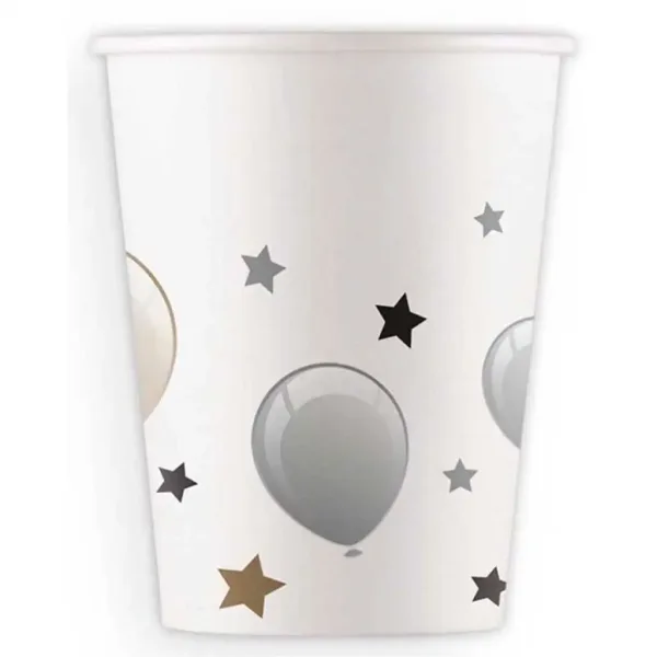 imagen de Juego de 8 vasos de papel color plata 200ml 1