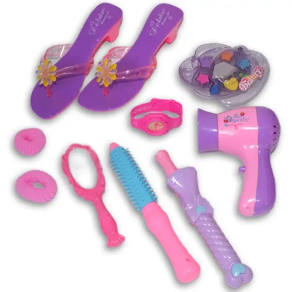 imagen de Juego de belleza de 9 piezas en rosa con zapatos, reloj y accesorios 5