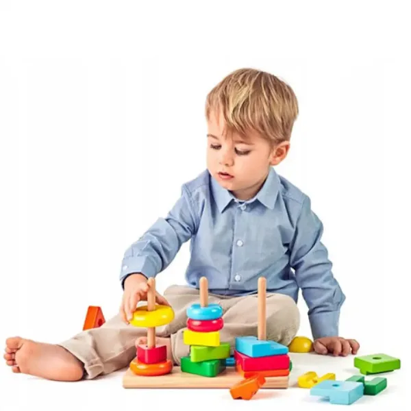 imagen de Juego de construcción de torre de madera Montessori - Woodyland 2
