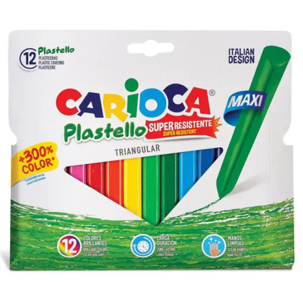 imagen de Juego de crayones de colores Jumbo en forma de triángulo 12ud - Carioca 1