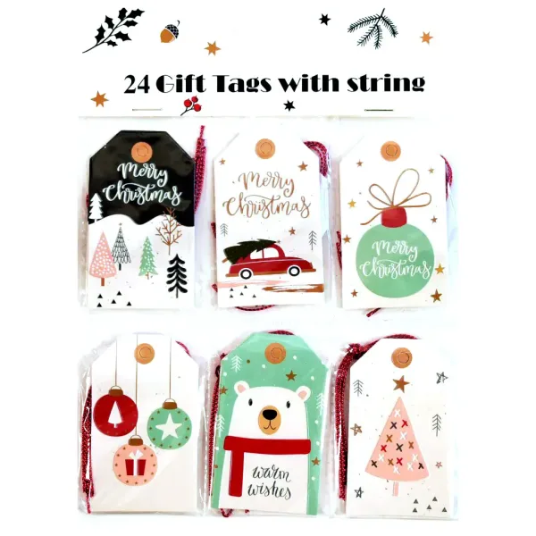 imagen de Juego de etiquetas de regalo navideñas de 24 piezas en varias versiones 3