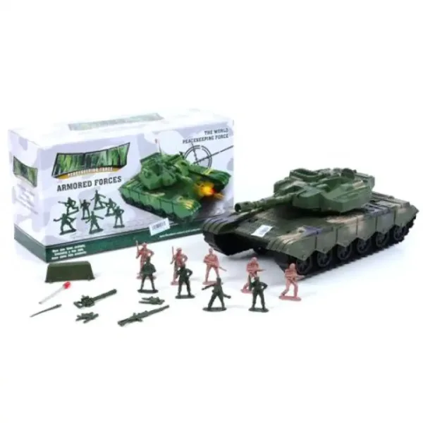 imagen de Juego de tanque con soldados y accesorios en color verde 1