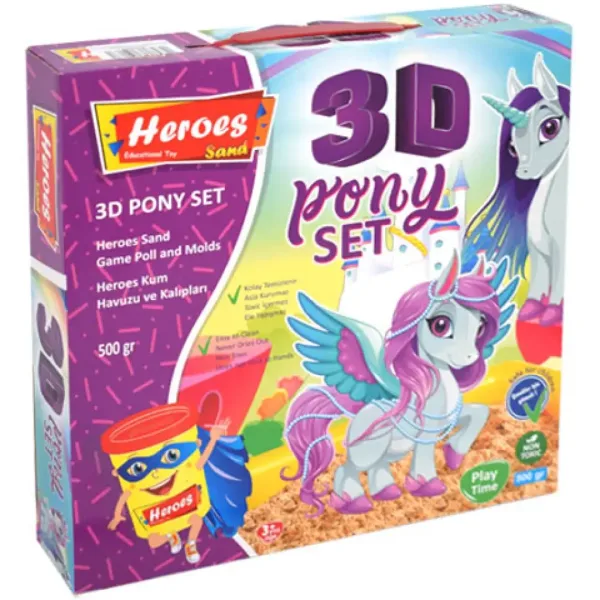imagen de Kinetic Sand: Set de arena cinética de héroes de dinosaurios o ponis con accesorios de 500g 3