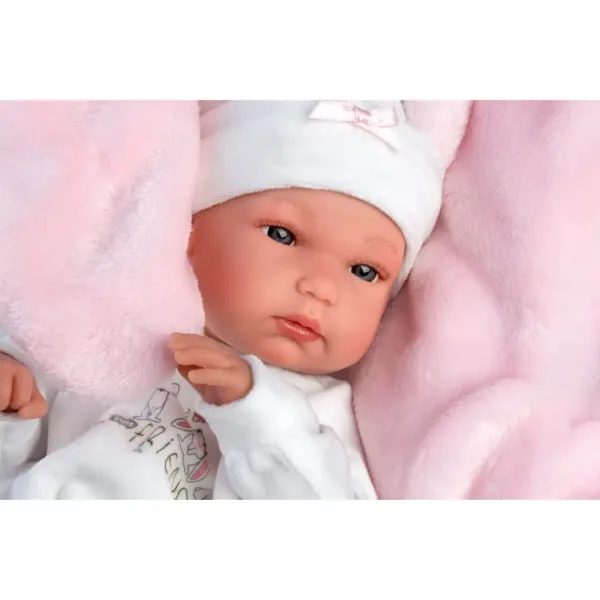 imagen de Llorens: Bimba muñeca de 35 cm con saco de dormir rosa con conejitos 3