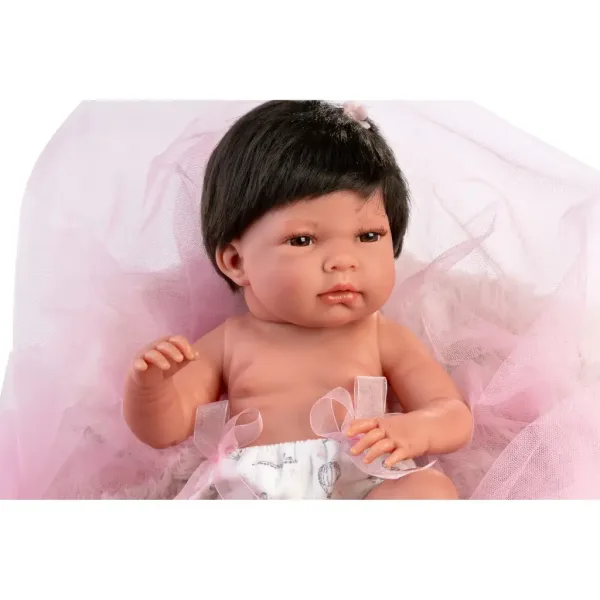 imagen de Llorens: Nica muñeca de 40cm con almohada gris peluda 3