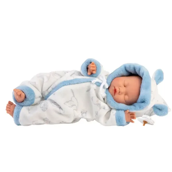 imagen de Llorens: Niño bebé en pijama suave con estampado de cigüeña 31cm 3