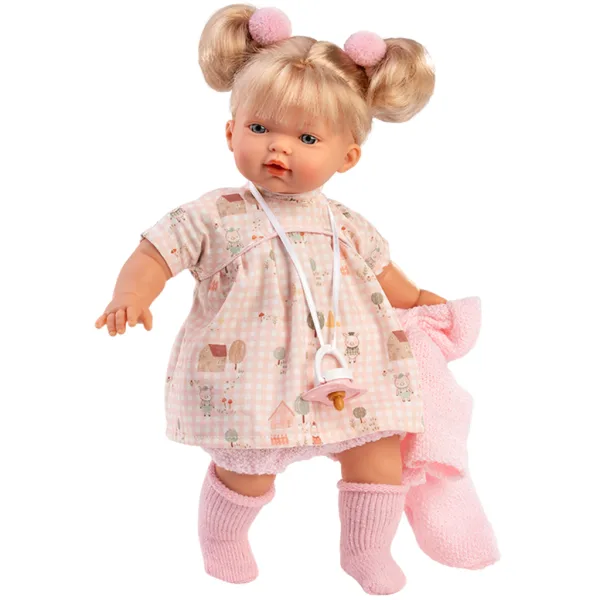 imagen de Llorens: Roberta muñeca de 33cm con chupete en cárdigan rosa 2