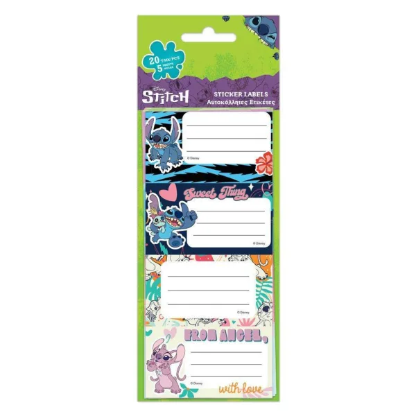 imagen de Luna: Etiquetas para cuadernos Disney Stitch paquete de 20 unidades 1