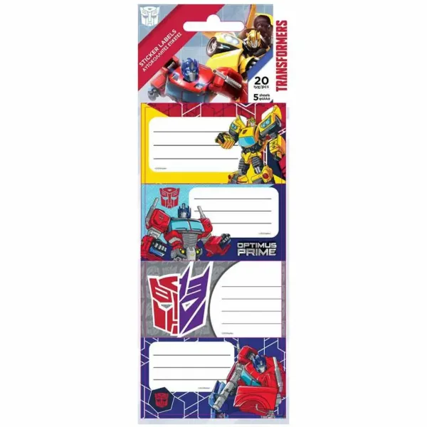 imagen de Luna: Etiquetas para cuadernos Transformers paquete de 20 unidades 1