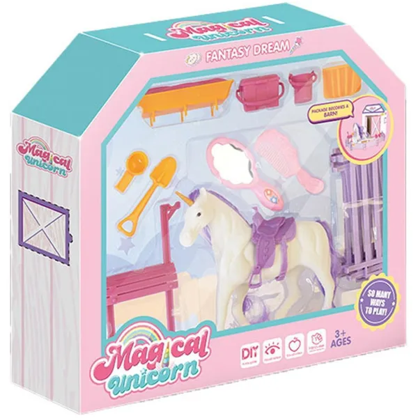 imagen de Luna: Fantasy Dream juego de unicornio con establo, cercado y accesorios 1