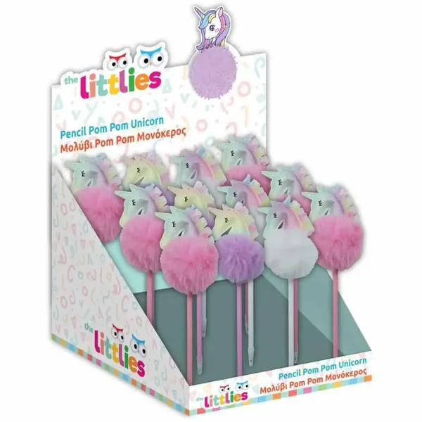 imagen de Luna: Lápiz con cabeza de unicornio pompom en varios colores 1ud 1