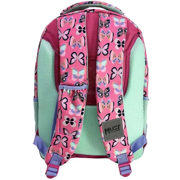 imagen de Luna: Mochila escolar Must Team con mariposas redondeada de 3 compartimentos, mochila 32x18x43cm 2