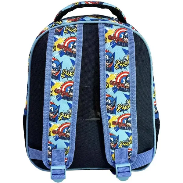 imagen de Luna: Mochila redondeada de jardín de infantes Must Team Capitán América 27x10x31cm 2