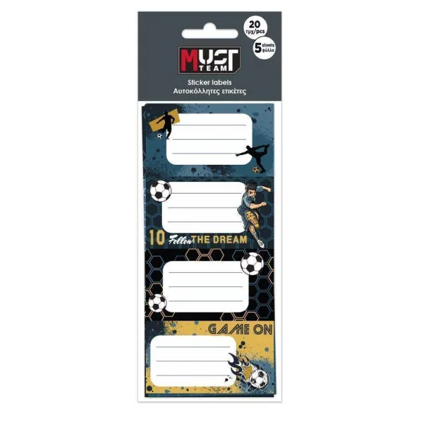 imagen de Luna: Paquete de 20 etiquetas de cuaderno con diseño de Must Team Fútbol 1