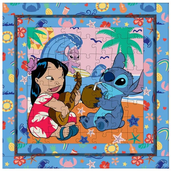 imagen de Luna: Puzzle coloreable enmarcado de 64 piezas con ambiente hawaiano de Stitch 2