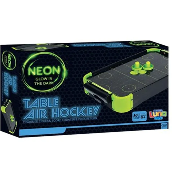 imagen de Luna: Set de aire hockey de mesa con luz neón en color verde-negro 1