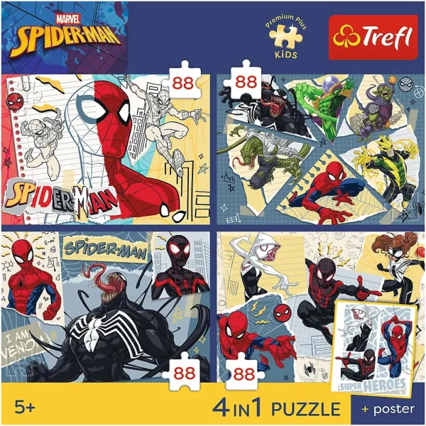 imagen de Marvel Spider-Man - 4 x 88 piezas Premium Plus Kids puzzle - Trefl 2
