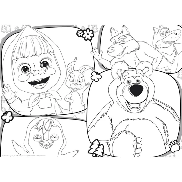 imagen de Masha y el oso 2 en 1 maxi puzzle y colorear 24 piezas 70x50cm - Lisciani 2