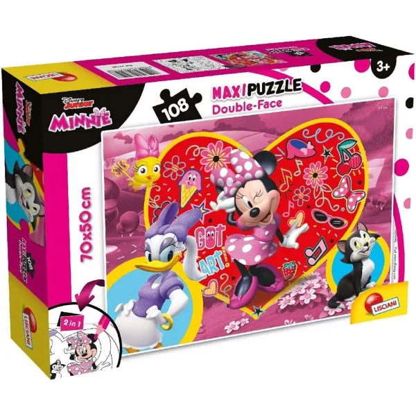 imagen de Minnie Mouse 2 en 1 puzzle y colorear 108 piezas 70x50cm - Lisciani 1