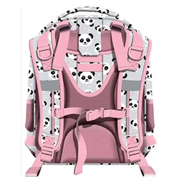 imagen de Mochila escolar de dos compartimentos St.Right Panda Gris 39x29x17cm 2