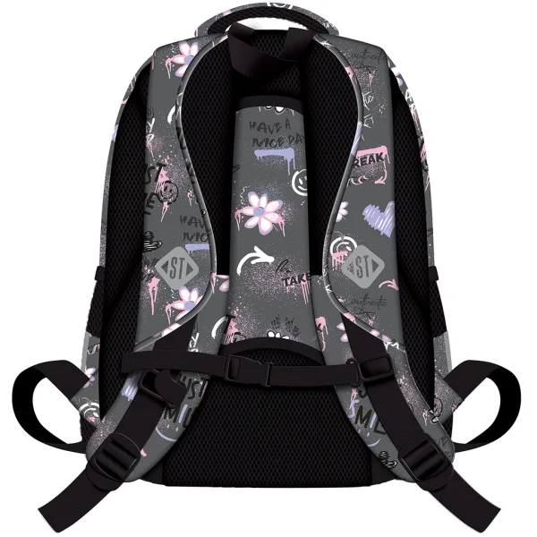 imagen de Mochila escolar gris con la inscripción St.Right Good Vibes, mochila BP58 40x28x18cm 2