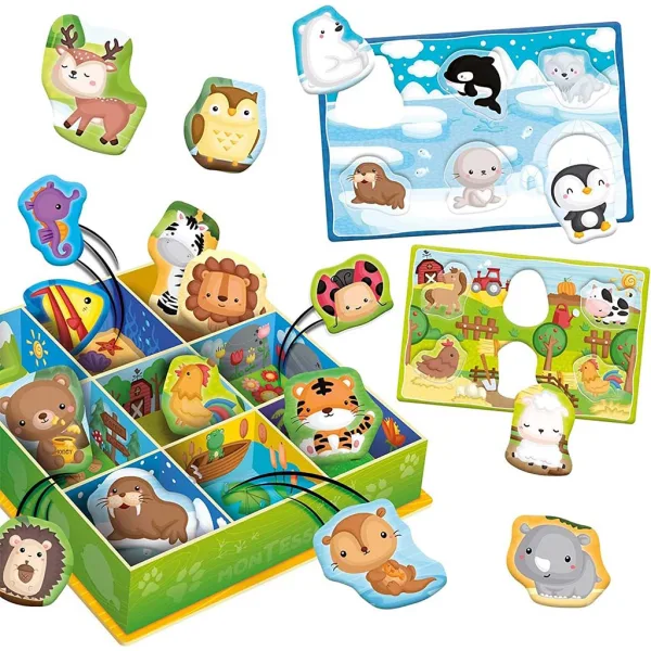 imagen de Montessori: Colección de juguetes de animales felices de 67 piezas - Lisciani 2
