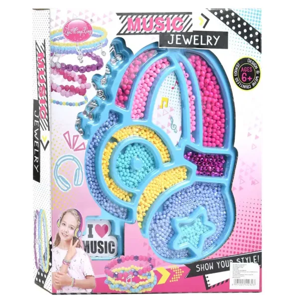 imagen de Muestra tu estilo: Kit de creación de joyas con almacenamiento en forma de auriculares con más de 200 cuentas de colores y accesorios 1