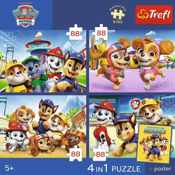 imagen de Paw Patrol - 4 x 88 piezas Premium Plus Kids puzzle - Trefl 2