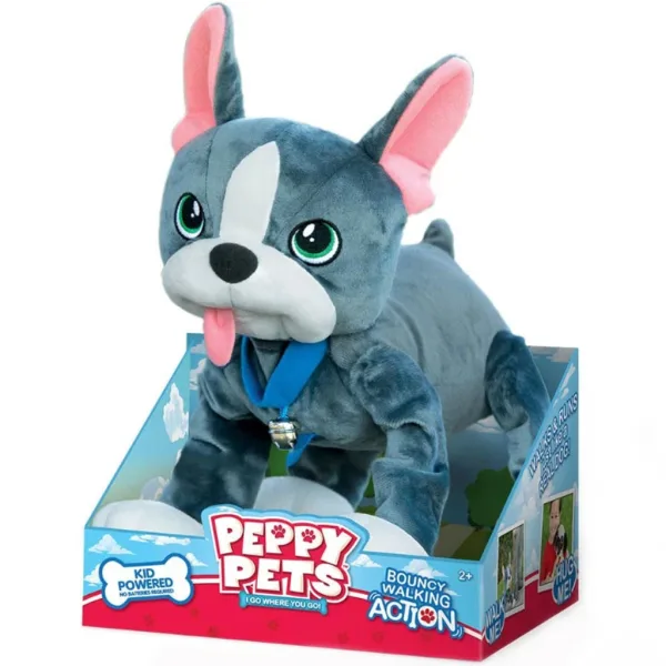 imagen de Peppy Pets: Perro de peluche bulldog francés con correa 28cm 1