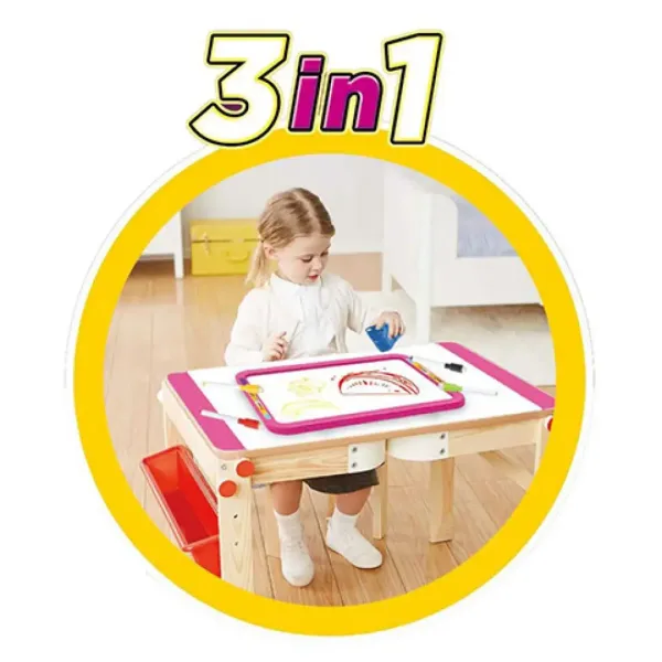 imagen de Pizarra de dibujo reversible 3 en 1 en color rosa 37x99cm 4