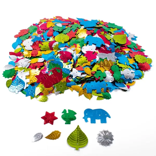 imagen de PlayBox: Grandes lentejuelas de colores en diferentes colores, tamaños y formas de 1,5 cm a 4 cm, paquete de 100 g 1