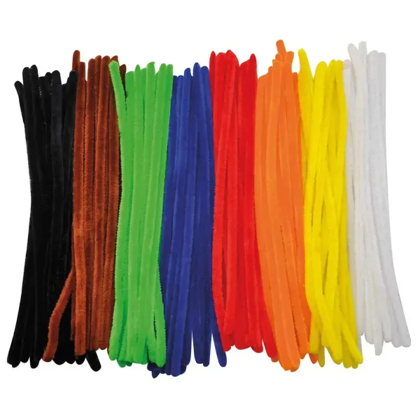 imagen de PlayBox: Hilos de chenilla de colores colores básicos 10mm x 30cm paquete de 100 unidades 1
