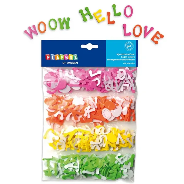 imagen de PlayBox: Letras de espuma autoadhesivas en varios colores de 2,5 cm, paquete de 400 unidades 1