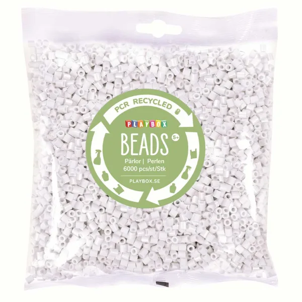 imagen de PlayBox: Paquete de 6000 cuentas MIDI planchables de 5mm recicladas en color blanco 1
