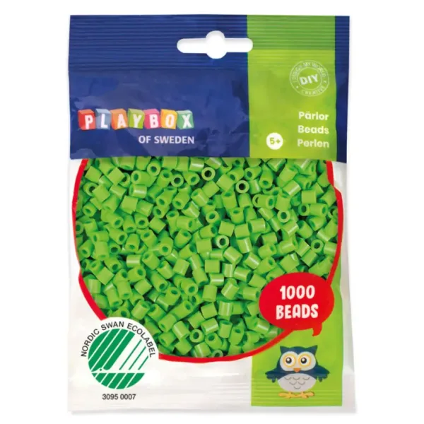 imagen de PlayBox: Perlas planas de 5 mm para planchar en color verde claro, paquete de 1000 unidades 1