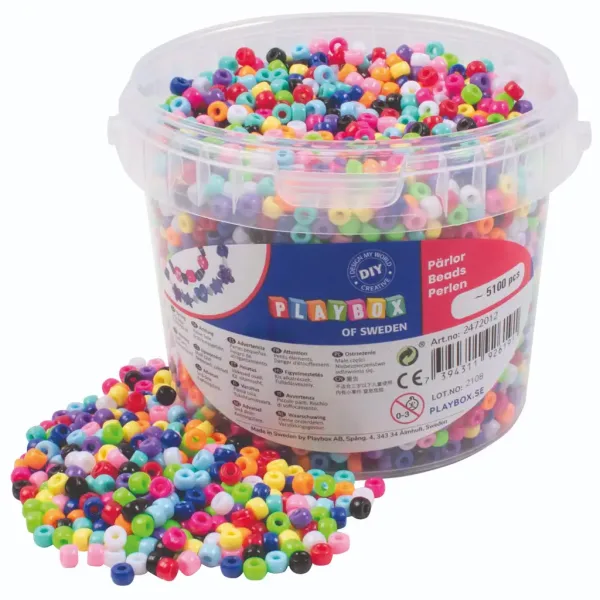 imagen de PlayBox: Set de cuentas de colores de 5000 piezas para ensartar en un recipiente 1
