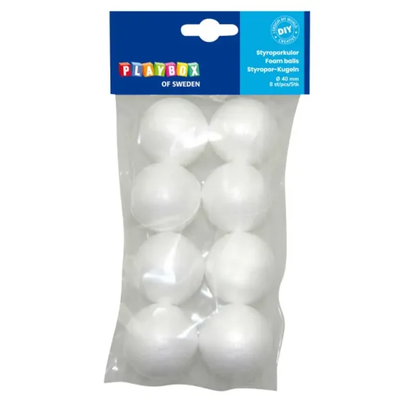 imagen de PlayBox: Set de esferas de poliestireno decorativas de 8 unidades 40mm 1