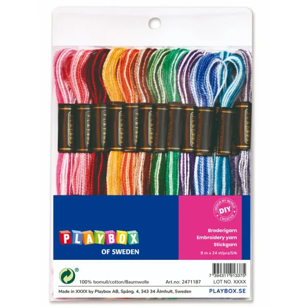 imagen de PlayBox: Set de hilos de bordado de algodón de colores 24 piezas 1
